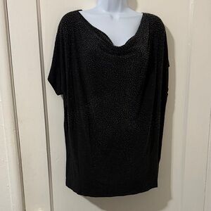 Eileen Fisher Dark Grey Beaded Drape Neck Blouse